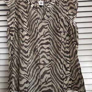 CAbi Neutral Zebra-Print V-Neck Camisole - Grey & Cream
